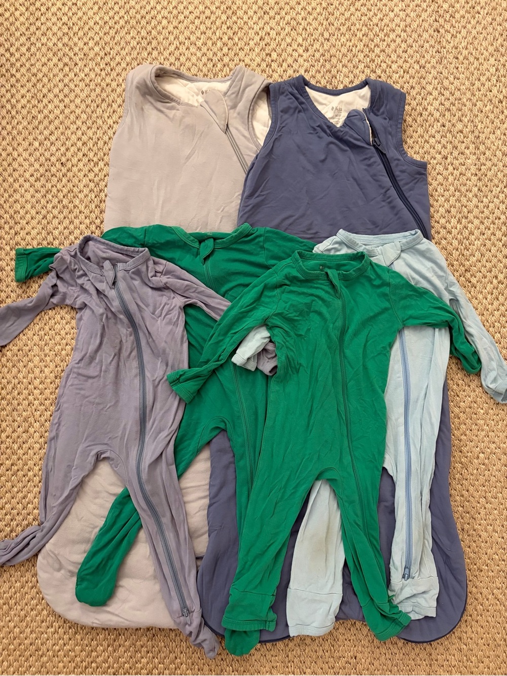Kyte BABY Multicolor Tank & Footed Sleepers — Green, Light Blue, Navy & Gray